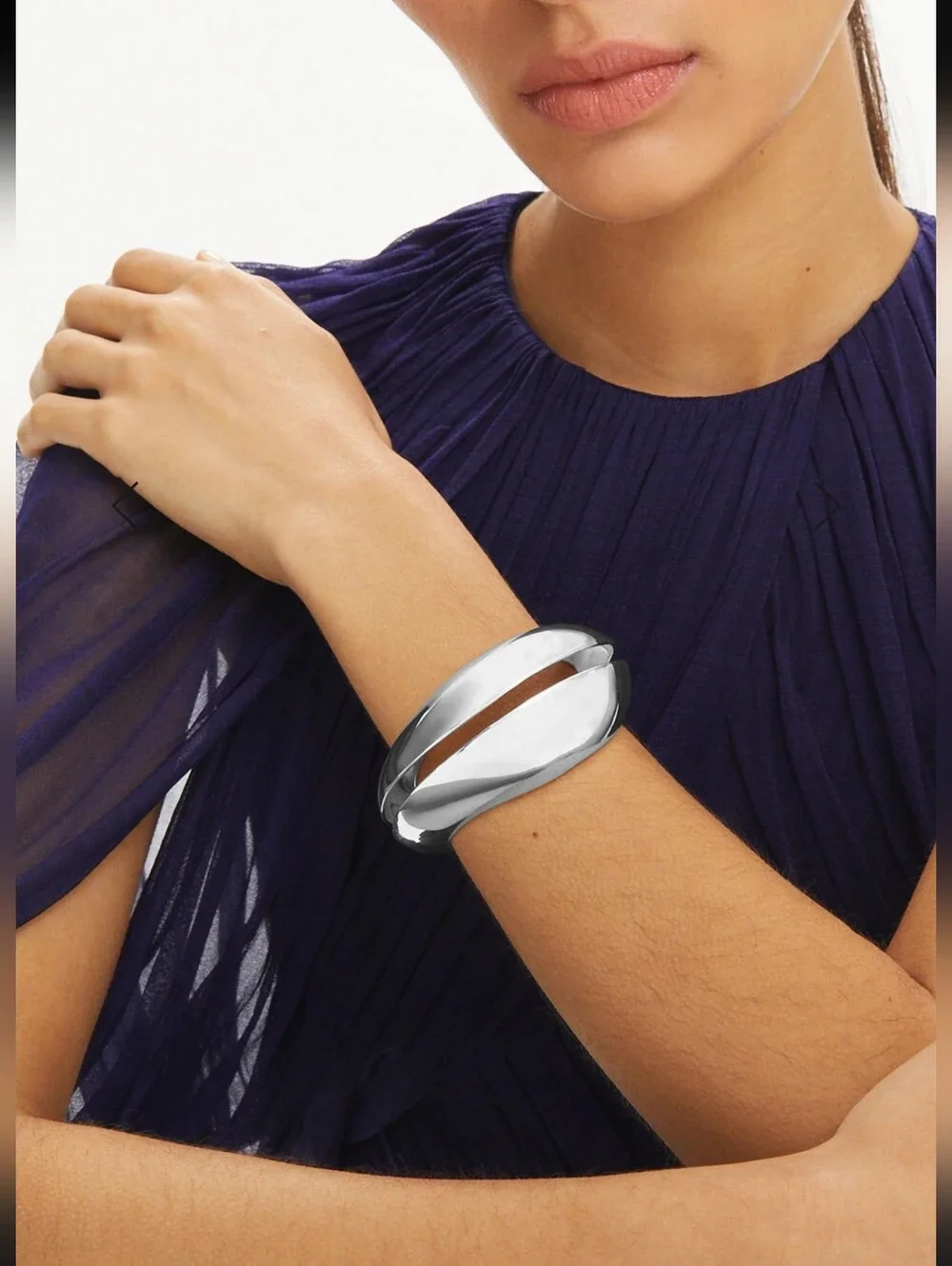 Tory Burch Pierced Cuff Bangle Silver